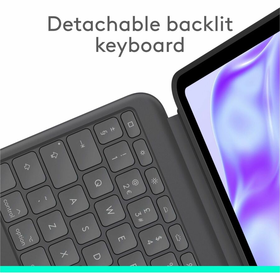 Logitech Combo Touch Keyboard/Cover Case for 13" Apple iPad Pro (7th Generation) Tablet - Graphite 920-012658