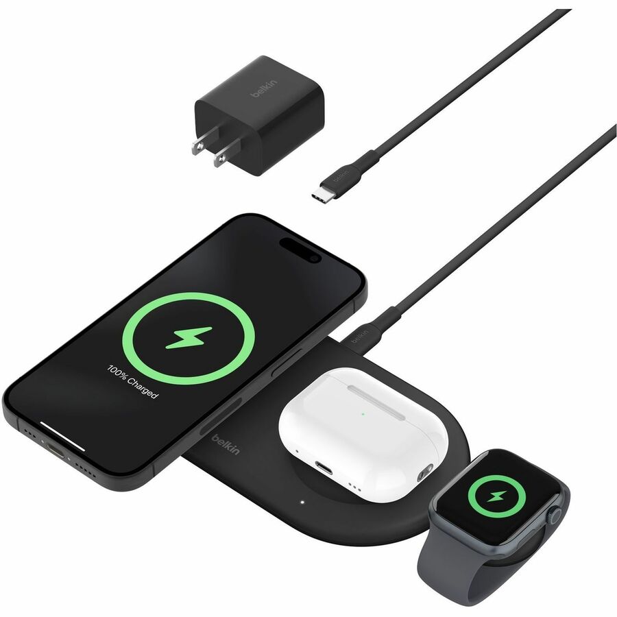 Belkin BoostCharge Pro 3-in-1 Magnetic Wireless Charging Pad with Qi2 15W WIZ022TTBK