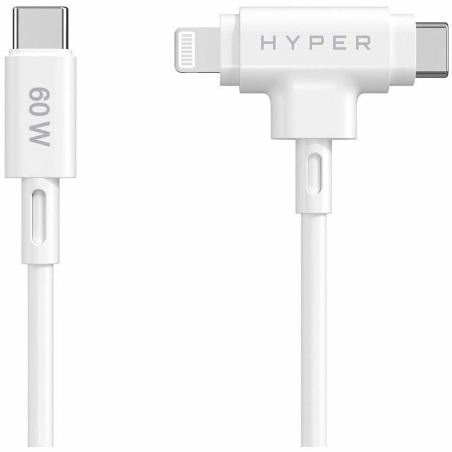 Targus HyperJuice USB-C and Lightning Hybrid Silicone Cable (1.5m/5ft) - White HJ4010WHGL