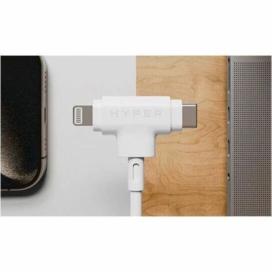 Targus HyperJuice USB-C and Lightning Hybrid Silicone Cable (1.5m/5ft) - White HJ4010WHGL