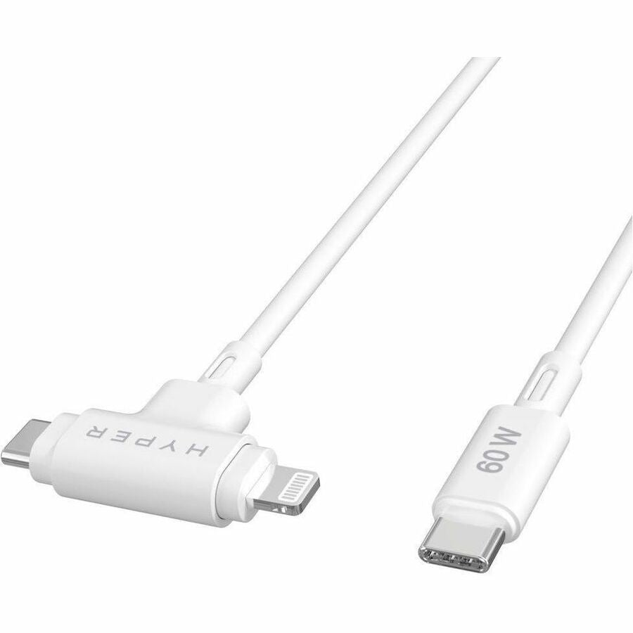 Targus HyperJuice USB-C and Lightning Hybrid Silicone Cable (1.5m/5ft) - White HJ4010WHGL