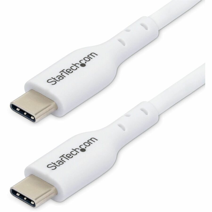 StarTech.com 10ft (3m) White USB-C Charging Cable, USB 2.0 Type-C Laptop Charger Cord, 60W Power Delivery, TPE Jacket, Data Transfer Cable USB2CC10FWHE