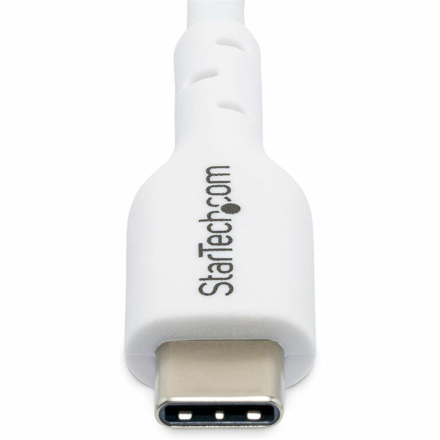 StarTech.com 10ft (3m) White USB-C Charging Cable, USB 2.0 Type-C Laptop Charger Cord, 60W Power Delivery, TPE Jacket, Data Transfer Cable USB2CC10FWHE