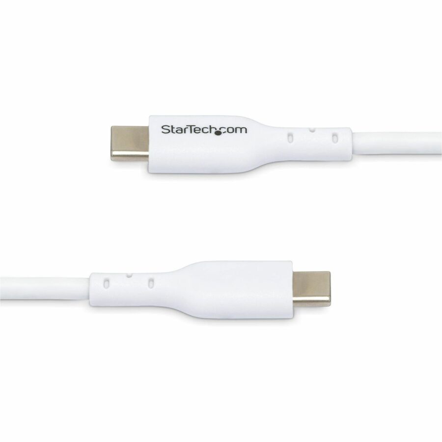 StarTech.com 6ft (1.8m) White USB-C Charging Cable, USB 2.0 Type-C Laptop Charger Cord, 60W Power Delivery, TPE Jacket, Data Transfer Cable USB2CC6FWHE