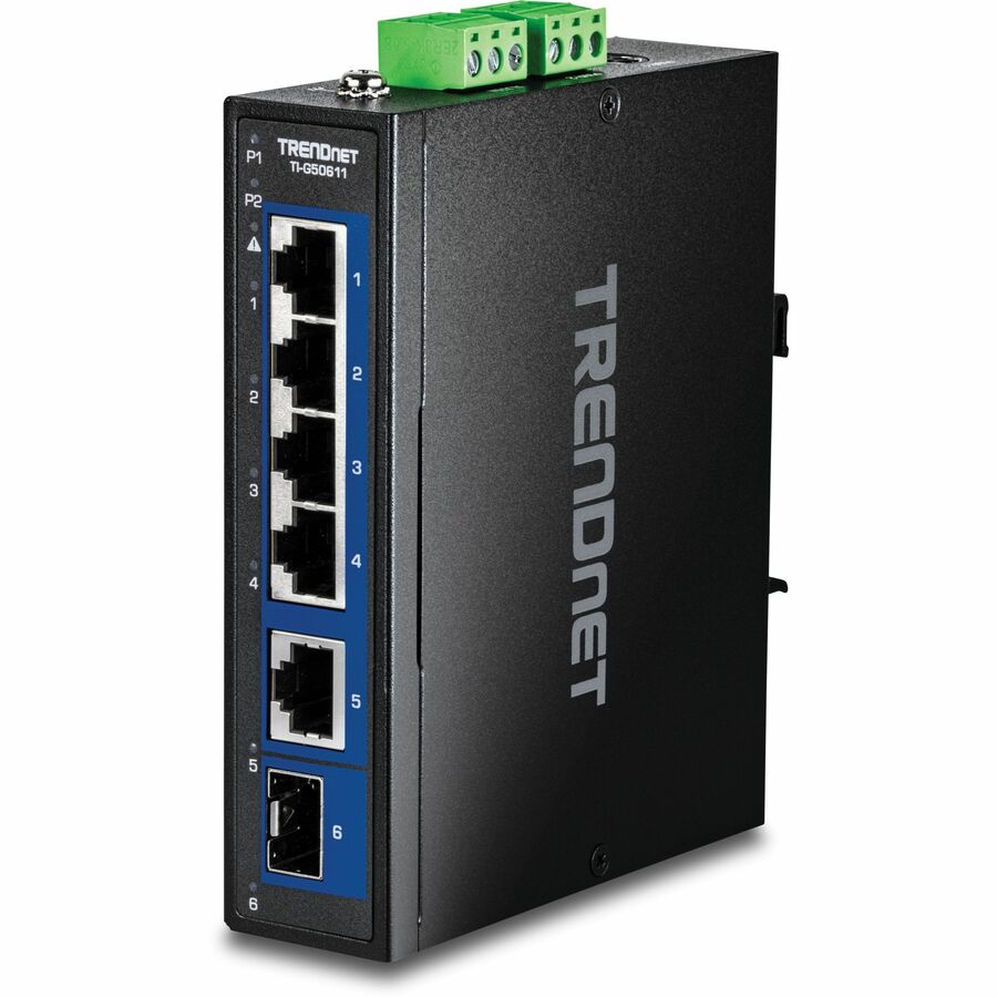 TRENDnet 6-Port Industrial 2.5G DIN-Rail Switch with 1 x 10G Port TI-G50611