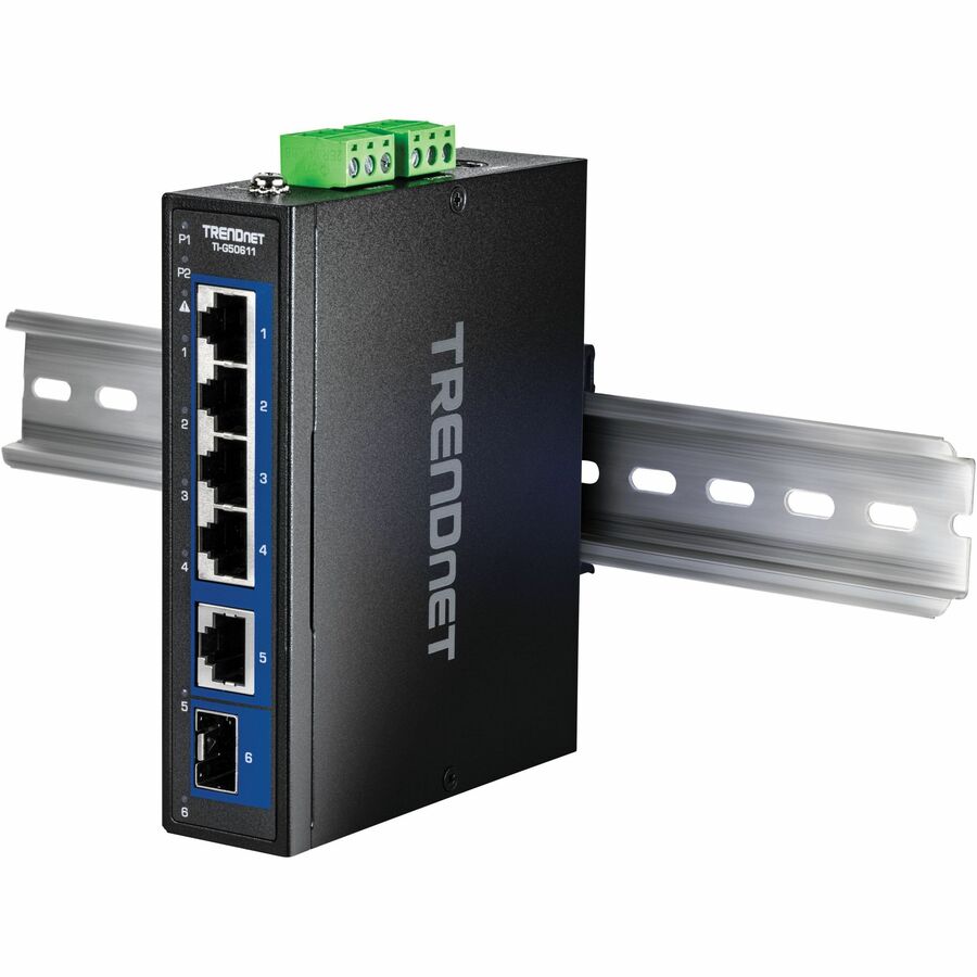 TRENDnet 6-Port Industrial 2.5G DIN-Rail Switch with 1 x 10G Port TI-G50611