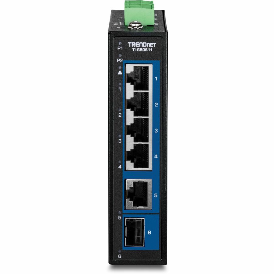 TRENDnet 6-Port Industrial 2.5G DIN-Rail Switch with 1 x 10G Port TI-G50611