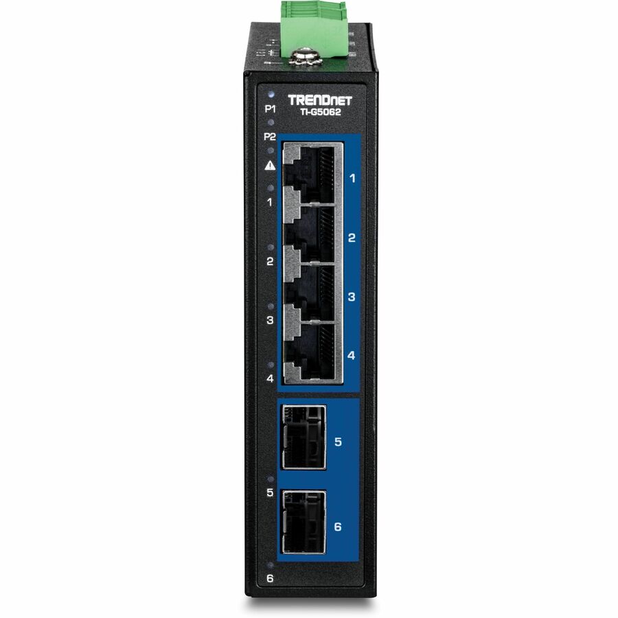 TRENDnet 6-Port Industrial 2.5G DIN-Rail Switch with 10G SFP+ Ports TI-G5062