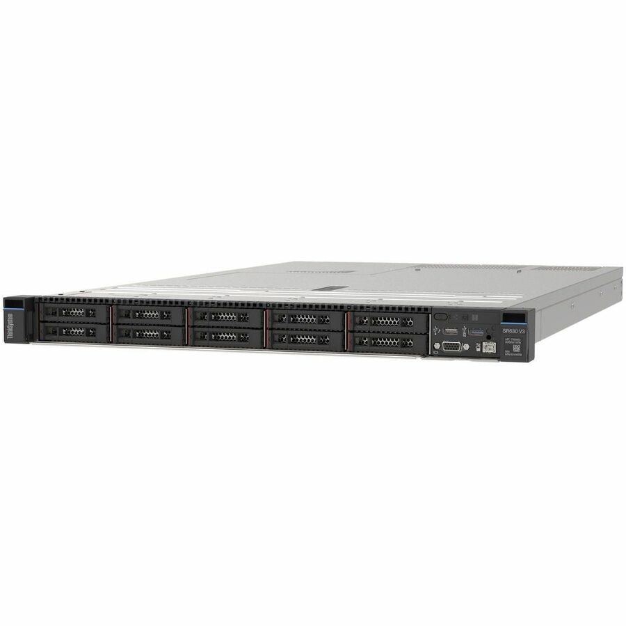 Lenovo ThinkSystem SR630 V3 7D731000NA 1U Rack Server - 1 x Intel Xeon Silver 4410T 2.70 GHz - 64 GB RAM - 5.76 TB SSD - (3 x 1.92TB) SSD Configuration - 12Gb/s SAS Controller 7D731000NA