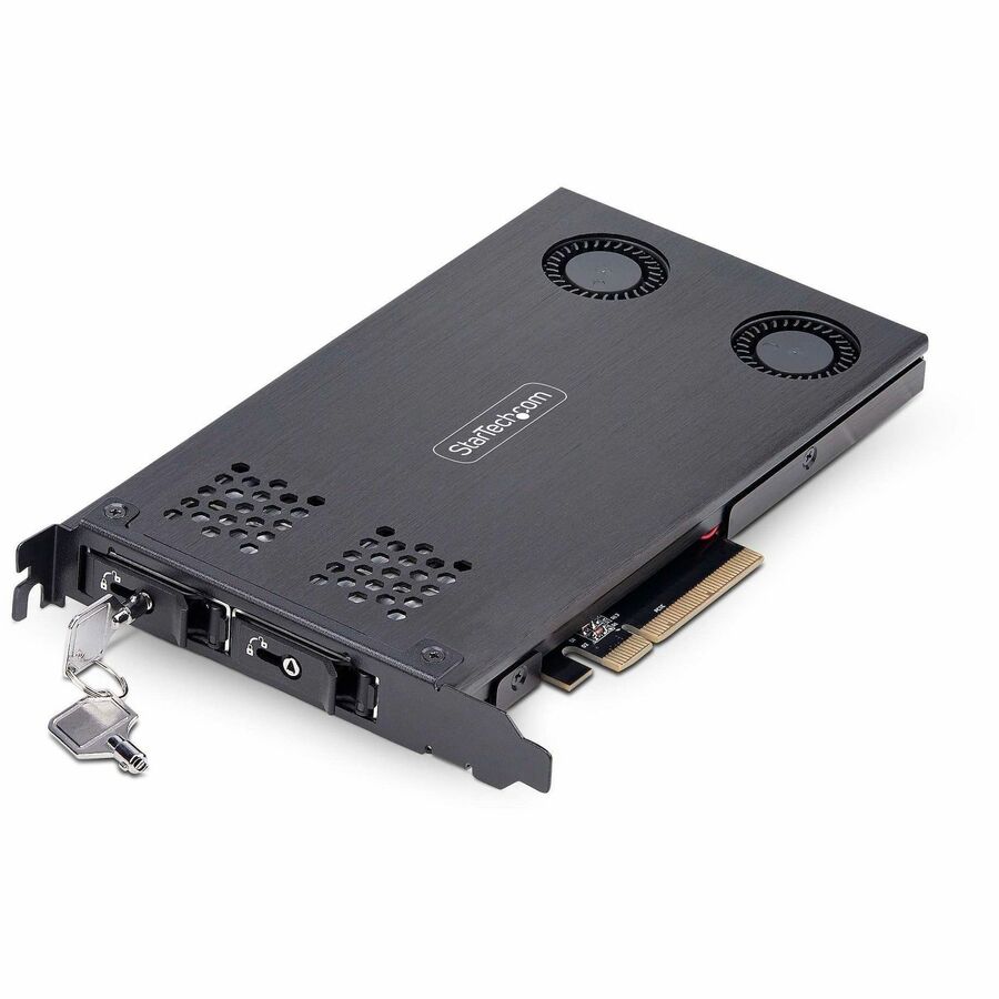 StarTech.com Dual-Bay M.2 NVMe SSD to PCIe x8 Removable Mobile Rack; Bifurcation Required; Tool-less Installation, PCIe Hot-Swap Drive Bay 2M2-REMOVABLE-PCIE