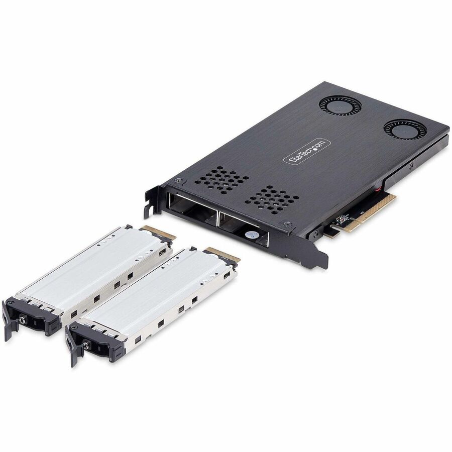 StarTech.com Dual-Bay M.2 NVMe SSD to PCIe x8 Removable Mobile Rack; Bifurcation Required; Tool-less Installation, PCIe Hot-Swap Drive Bay 2M2-REMOVABLE-PCIE