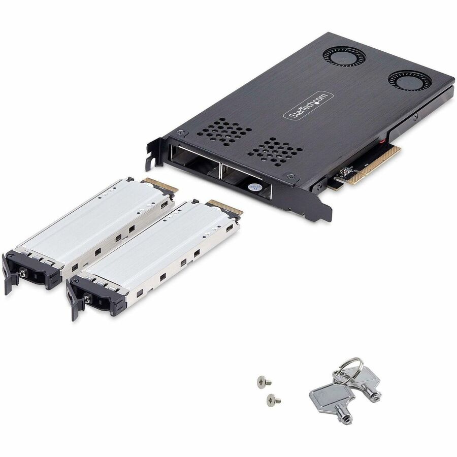 StarTech.com Dual-Bay M.2 NVMe SSD to PCIe x8 Removable Mobile Rack; Bifurcation Required; Tool-less Installation, PCIe Hot-Swap Drive Bay 2M2-REMOVABLE-PCIE