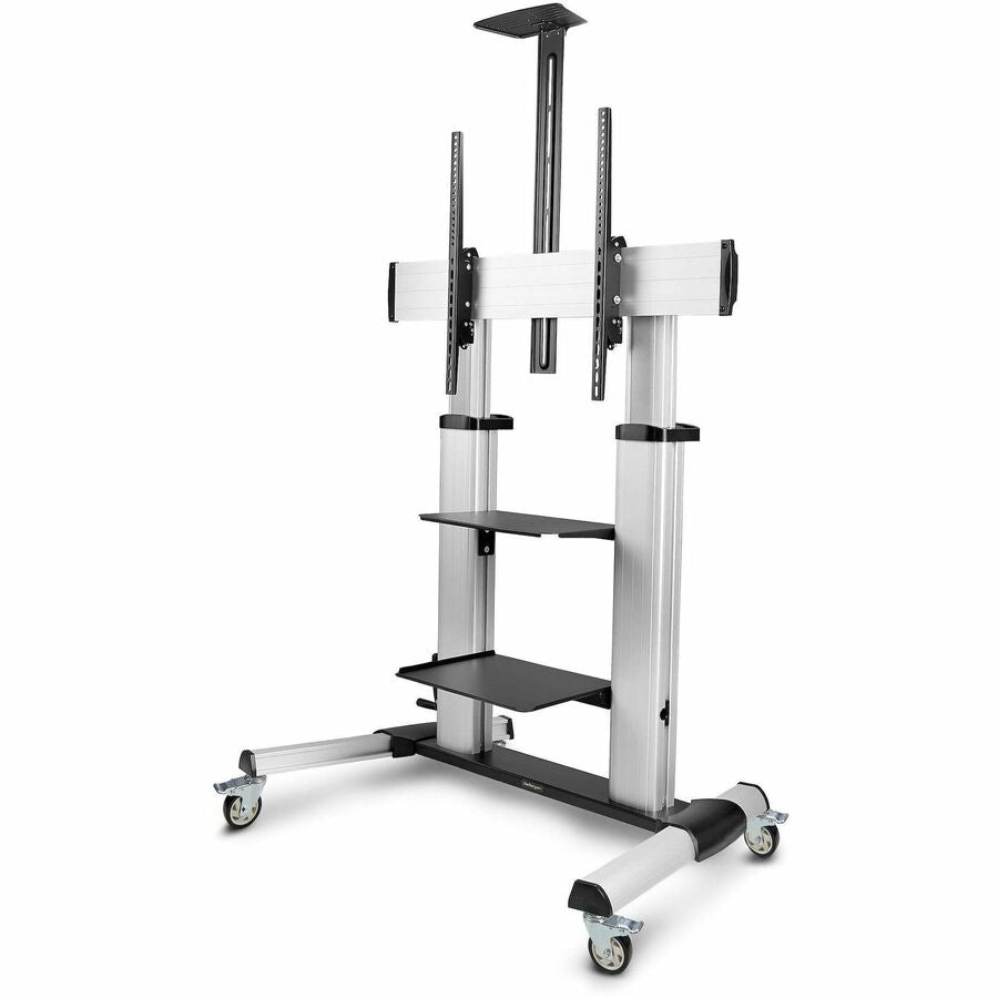 StarTech.com Rolling TV Cart/Stand On Wheels, For 60-100inch Flat Screens and 220lb, Height Adjustable Mobile Trolley Mount/Portable Stand 1110C-MOBILE-TV-CART