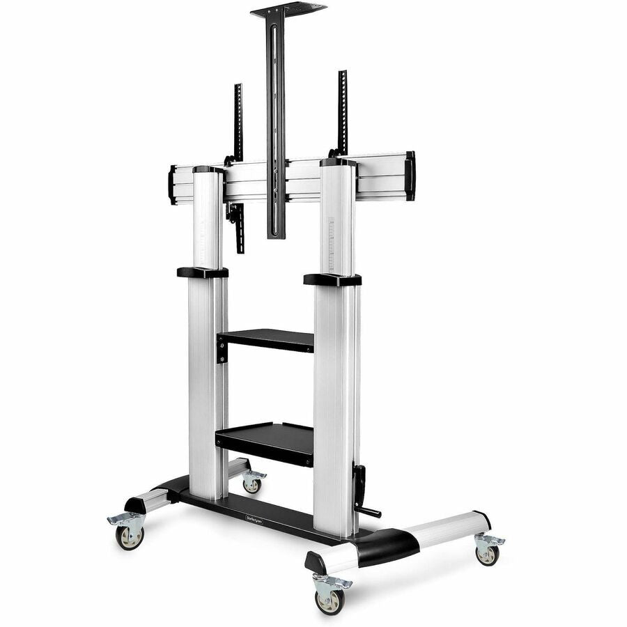 StarTech.com Rolling TV Cart/Stand On Wheels, For 60-100inch Flat Screens and 220lb, Height Adjustable Mobile Trolley Mount/Portable Stand 1110C-MOBILE-TV-CART