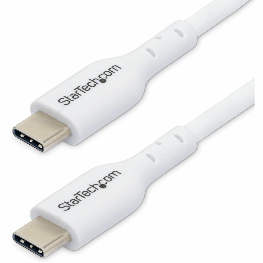 StarTech.com 2m (6.6ft) White USB-C Charging Cable, USB 2.0 Type-C Laptop Charger Cord, 60W Power Delivery, TPE Jacket, Data Transfer Cable USB2CC2MNCWHE