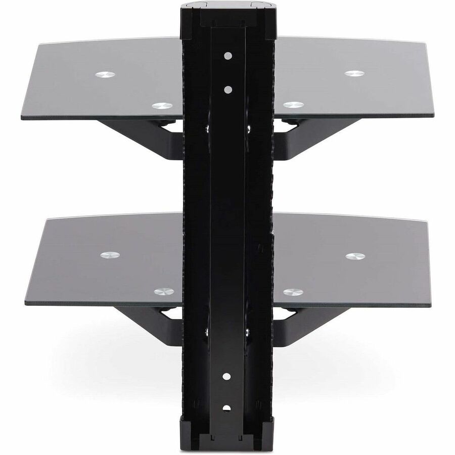 StarTech.com Dual Floating Wall-Mounted AV Shelves, Adjustable Height Shelf For Under TV A/V Equipment, Black Tempered Glass Shelves 2B-WALL-MOUNT-SHELF