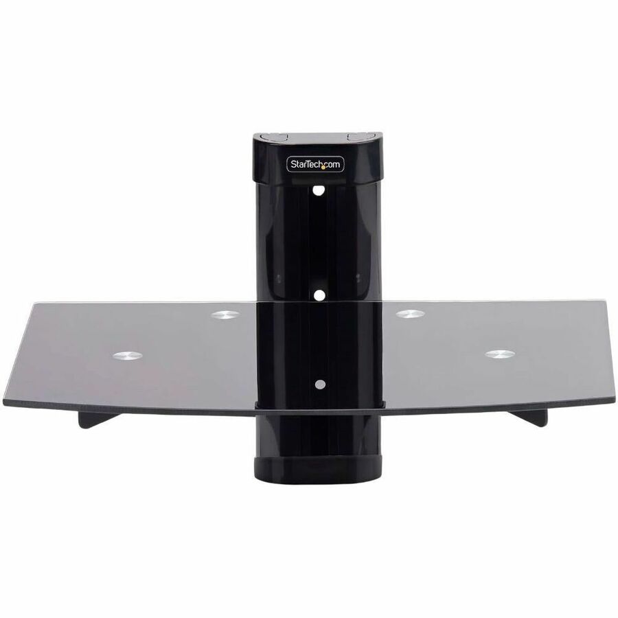 StarTech.com Floating Wall-Mounted AV Shelf, Adjustable Height Shelf For Under TV A/V Equipment, Black Tempered Glass Shelf 1B-WALL-MOUNT-SHELF