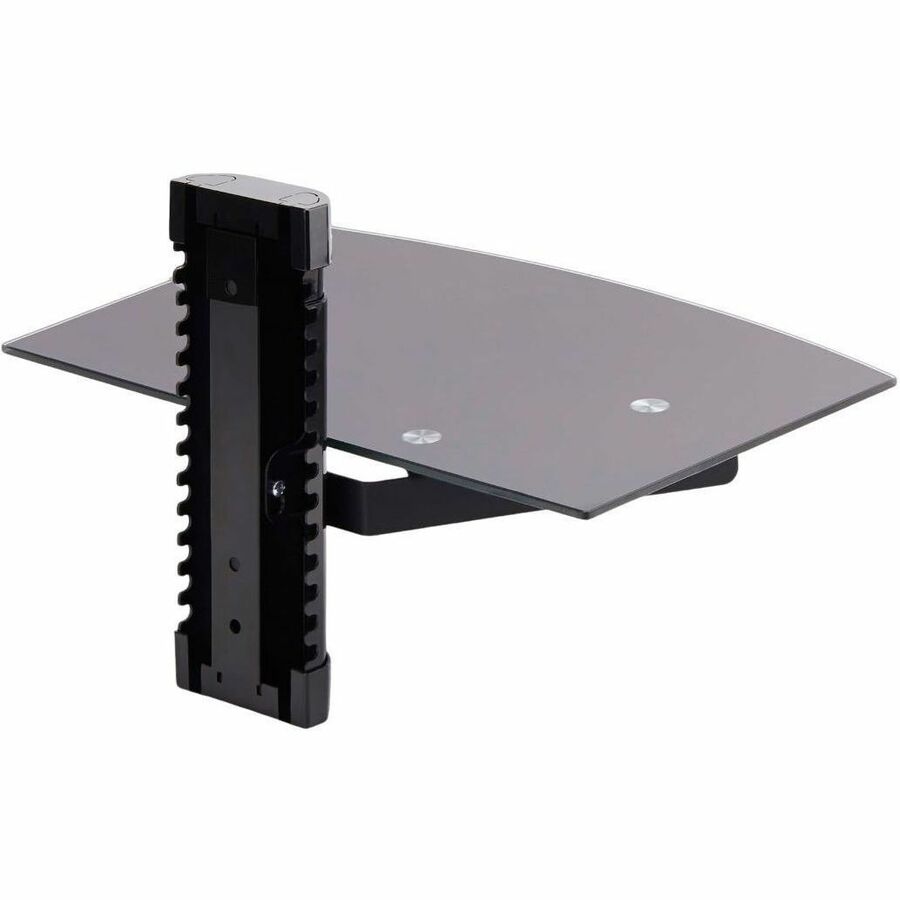 StarTech.com Floating Wall-Mounted AV Shelf, Adjustable Height Shelf For Under TV A/V Equipment, Black Tempered Glass Shelf 1B-WALL-MOUNT-SHELF