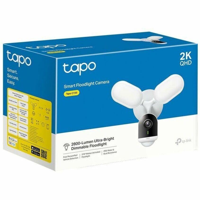 Tapo C720 4 Megapixel Indoor/Outdoor 2K Network Camera - Color - Floodlight TAPO C720