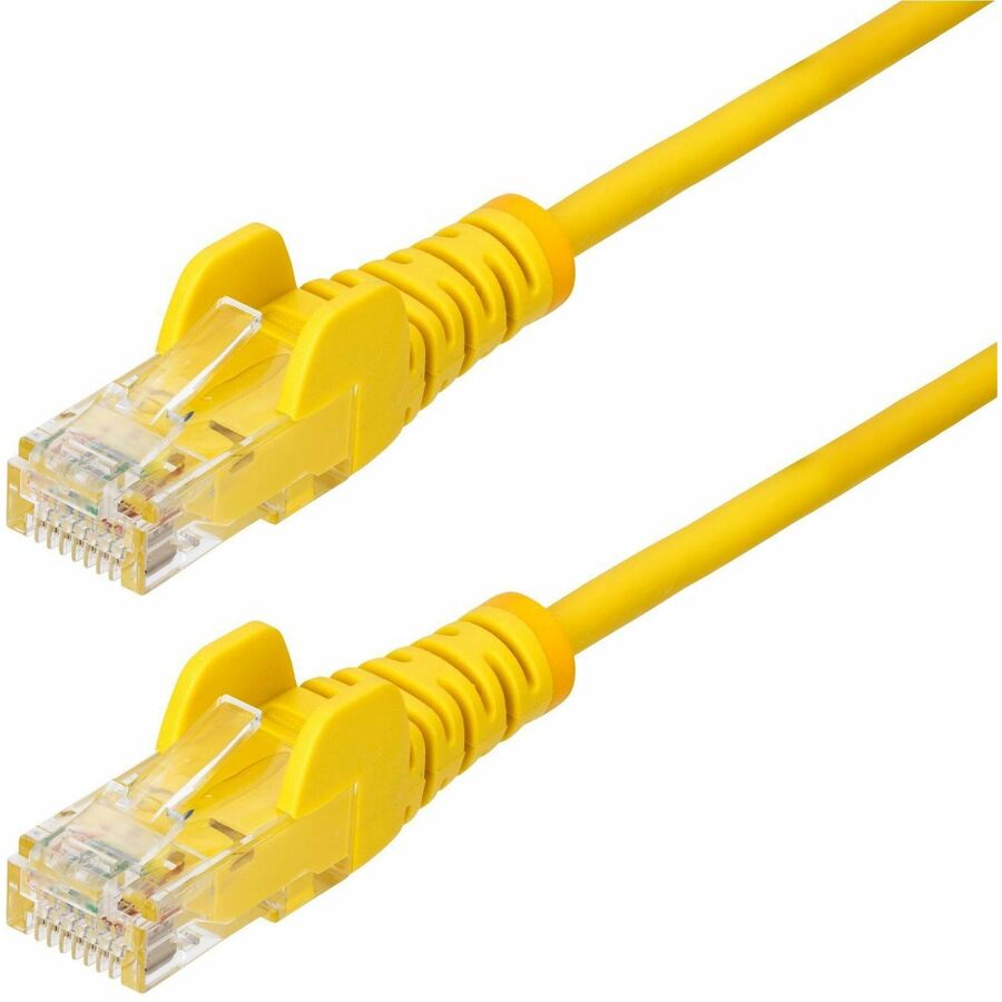 StarTech.com 1ft Yellow Slim CAT6 Ethernet Cable, Slim Snagless RJ45, UTP, LSZH, 28AWG Bare Copper, Slim Network Patch Cord, Fluke Tested N6PAT1YLS