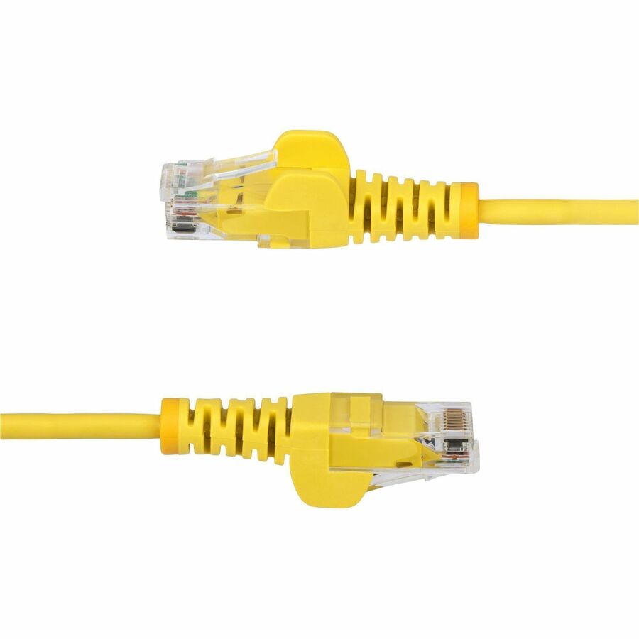 StarTech.com 1ft Yellow Slim CAT6 Ethernet Cable, Slim Snagless RJ45, UTP, LSZH, 28AWG Bare Copper, Slim Network Patch Cord, Fluke Tested N6PAT1YLS