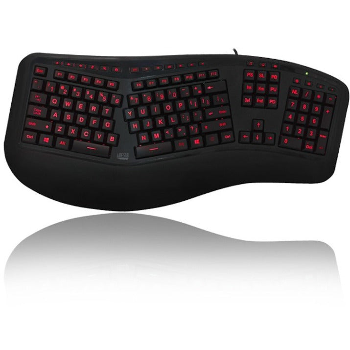 Adesso AKB-150EB-FR Color Illuminated Ergonomic Keyboard AKB-150EB-FR