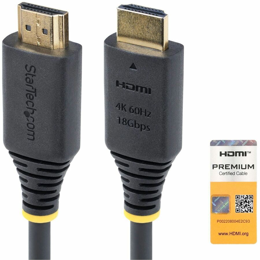 StarTech.com 10ft (3m) Premium Certified High Speed HDMI Cable, 4K 60Hz/1440p 144Hz, 18Gbps, UHD HDMI 2.0 Cord, TPE Jacket HDMI2-CABLE-4K60-10F