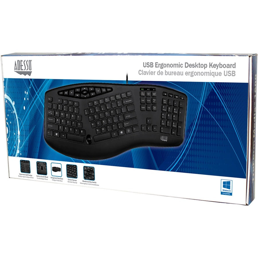 Adesso TruForm Media 160 USB Ergonomic Desktop Keyboard AKB-160UB-FR