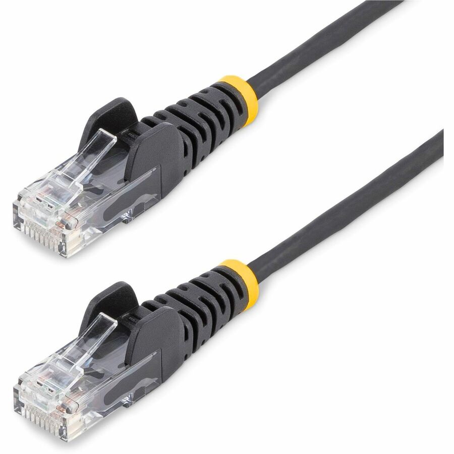 StarTech.com 25ft Black Slim CAT6 Ethernet Cable, Slim Snagless RJ45, UTP, LSZH, 28AWG Bare Copper, Slim Network Patch Cord, Fluke Tested N6PAT25BLKS