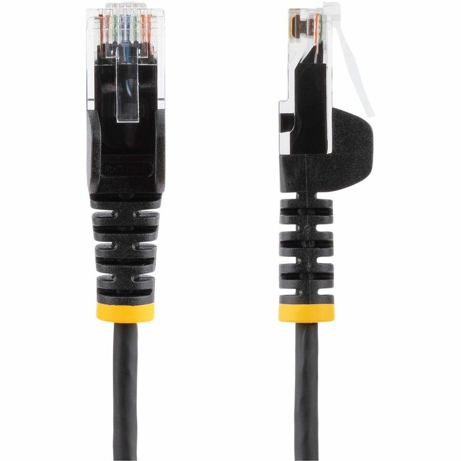 StarTech.com 25ft Black Slim CAT6 Ethernet Cable, Slim Snagless RJ45, UTP, LSZH, 28AWG Bare Copper, Slim Network Patch Cord, Fluke Tested N6PAT25BLKS