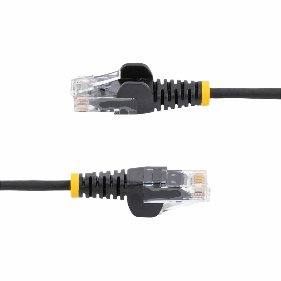 StarTech.com 25ft Black Slim CAT6 Ethernet Cable, Slim Snagless RJ45, UTP, LSZH, 28AWG Bare Copper, Slim Network Patch Cord, Fluke Tested N6PAT25BLKS