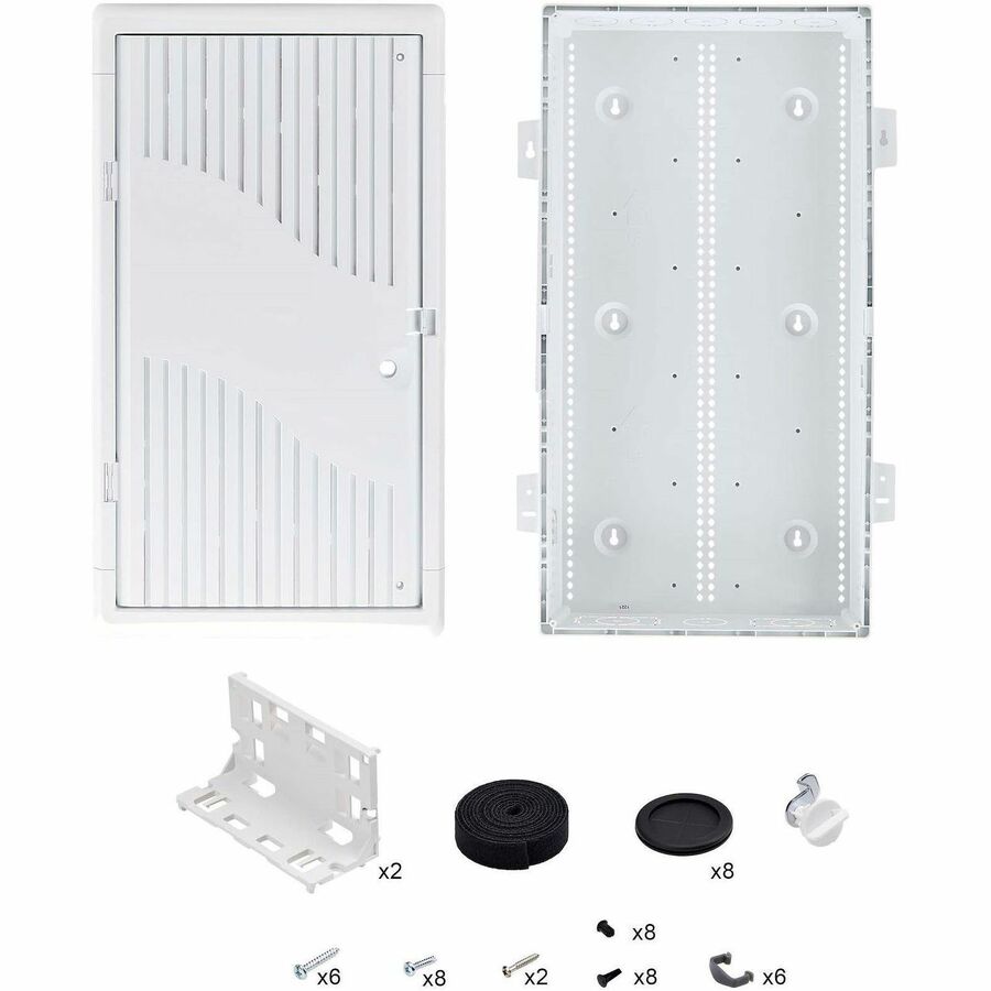 StarTech.com 28in Wall-Mount Media Enclosure, Cable Management Box for Network Distribution, Mounting Fixtures/Modules Included, White 28P1-MEDIA-ENCLOSURE