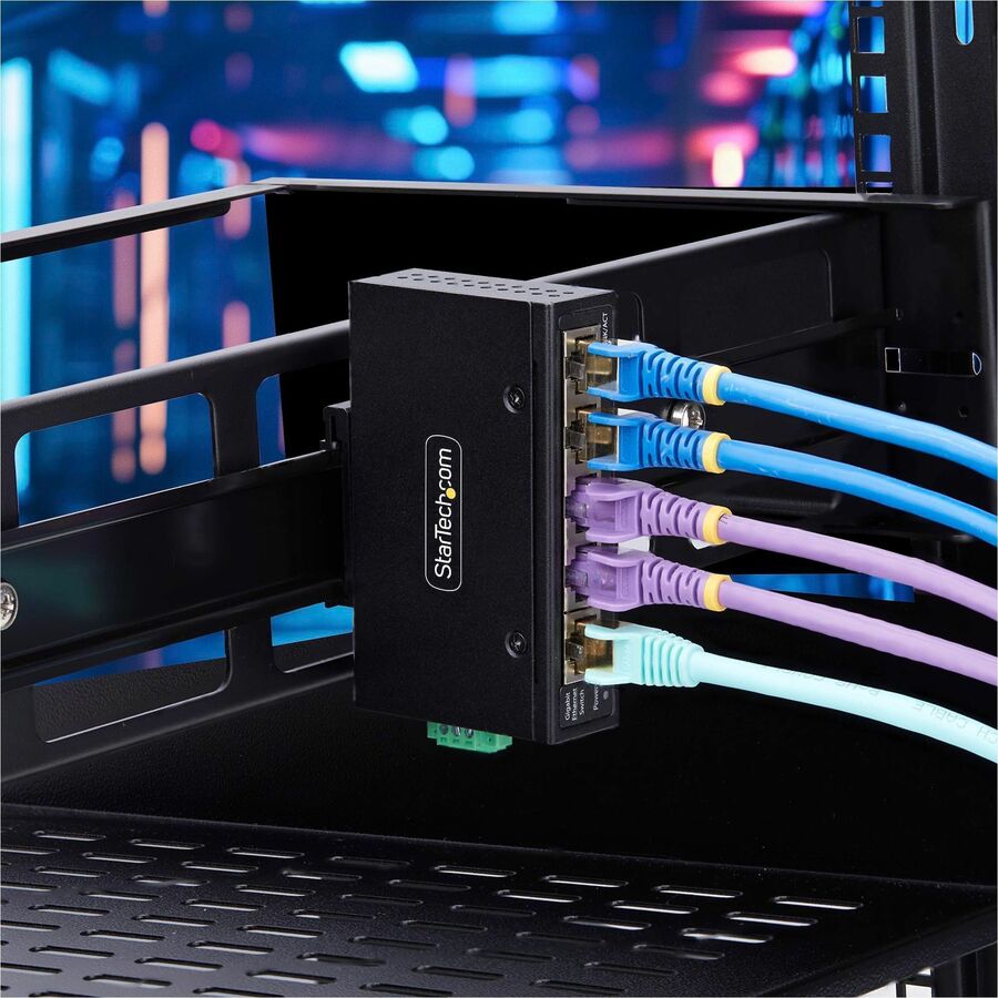 StarTech.com 5-Port Unmanaged Industrial Network Switch, 10/100/1000 Ethernet, DIN Rail/Wall-Mount, IP30 Rated, -40F-167F, 9~60V DC, TAA I51G-ETHERNET-SWITCH