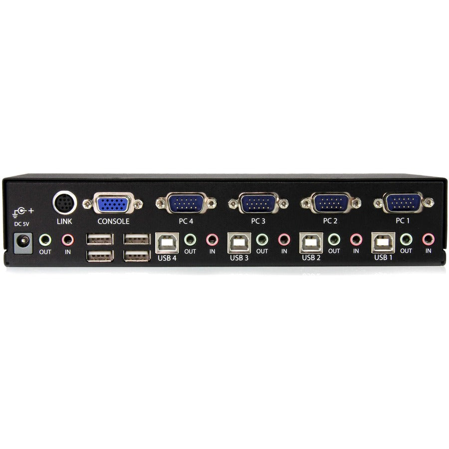 StarTech.com Commutateur KVM USB montable en rack 4 ports avec audio et hub USB 2.0 - Commutateur KVM/audio/USB - USB - 4 ports - Montable en rack - 1 utilisateur local - 1U SV431USBAE