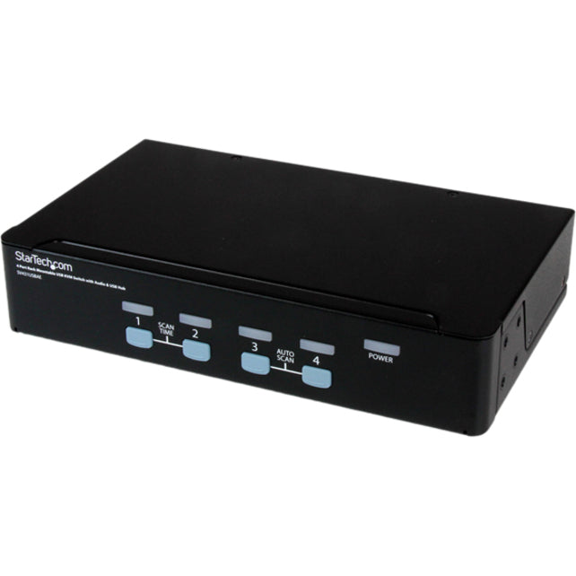 StarTech.com Commutateur KVM USB montable en rack 4 ports avec audio et hub USB 2.0 - Commutateur KVM/audio/USB - USB - 4 ports - Montable en rack - 1 utilisateur local - 1U SV431USBAE