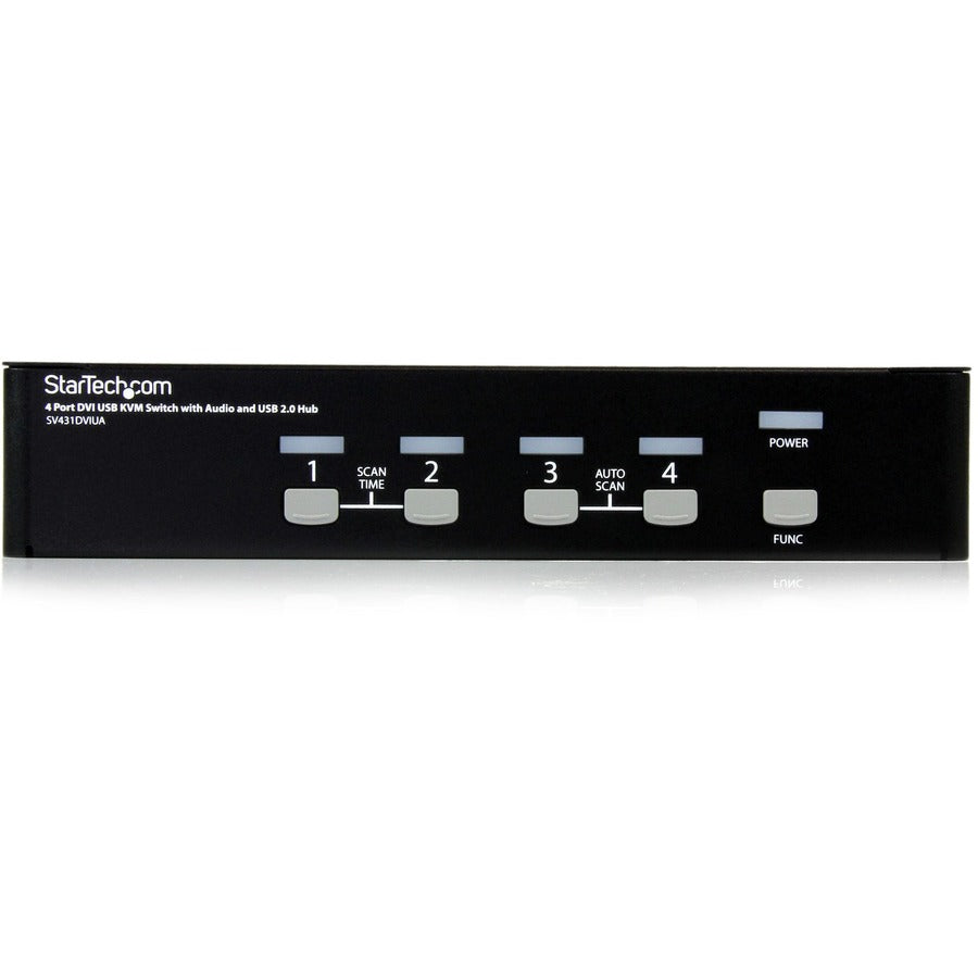 StarTech.com Switch KVM 4 ports DVI + USB avec audio - Switch KVM - Hub USB 2.0 - 2 ports - 1 utilisateur local - 1U SV431DVIUA