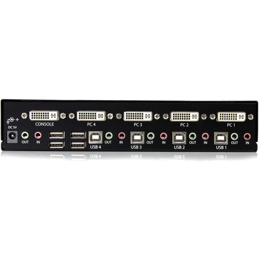 StarTech.com Switch KVM 4 ports DVI + USB avec audio - Switch KVM - Hub USB 2.0 - 2 ports - 1 utilisateur local - 1U SV431DVIUA