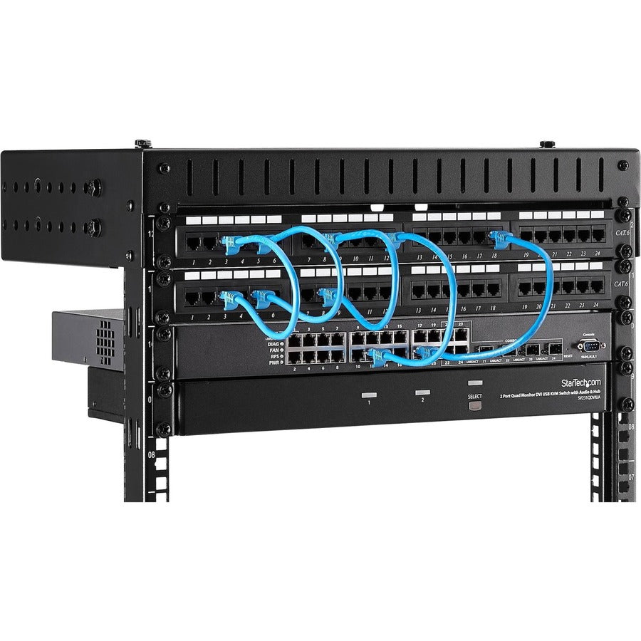 StarTech.com Rack réseau mural 8U 19" - Profondeur réglable 12-20" Cadre ouvert pour salle de serveurs/AV/données/équipement informatique avec écrous cage RK812WALLOA