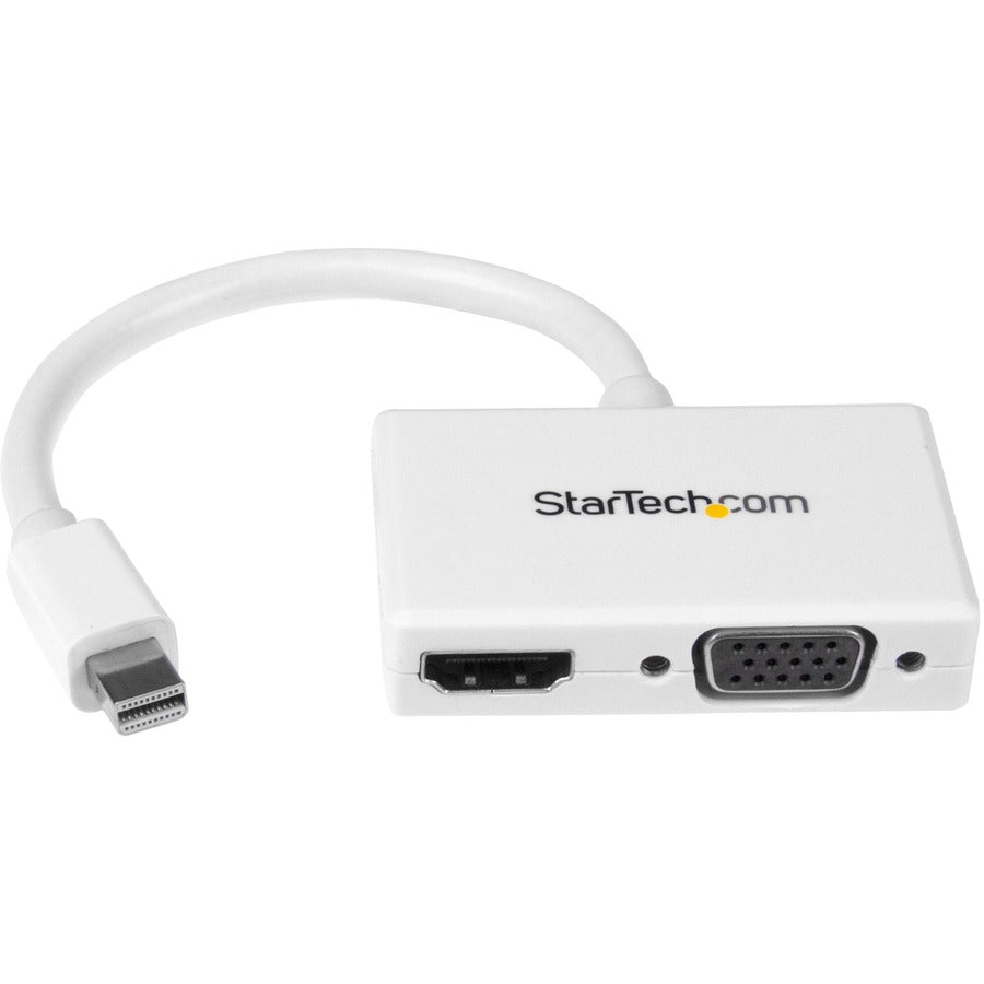 StarTech.com Adaptateur A/V de voyage - Convertisseur 2 en 1 Mini DisplayPort vers HDMI ou VGA - Blanc MDP2HDVGAW