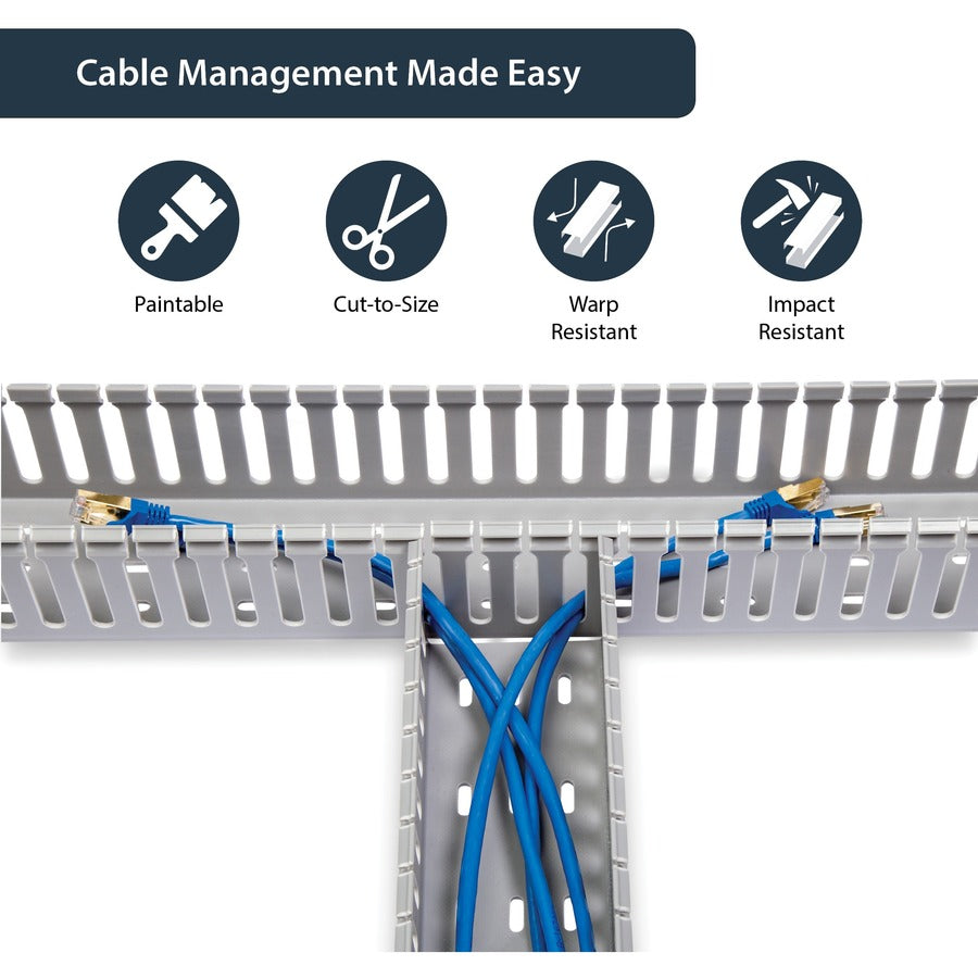 StarTech.com Gestion des câbles pour rack de serveur - 3 x 3 pouces - Chemin de câbles réseau et données à fente ouverte - Gestion des câbles pour conduit de doigt avec couvercle (AD3X3) AD3X3