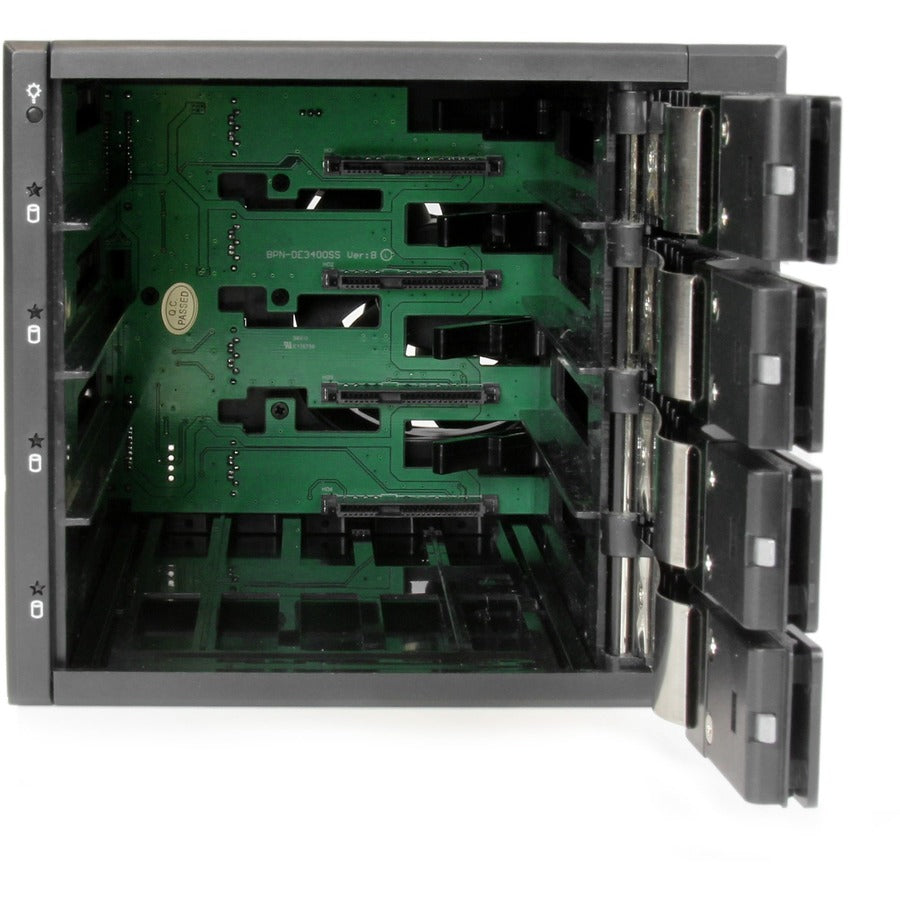 StarTech.com Fond de panier rack mobile sans plateau en aluminium à 4 baies remplaçables à chaud pour disque dur SAS II/SATA III 3,5 pouces - 6 Gbit/s HSB4SATSASBA