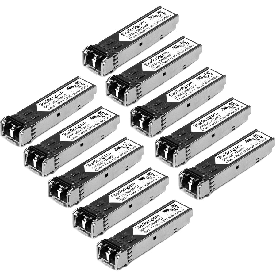 StarTech.com Lot de 10 modules SFP compatibles Cisco GLC-SX-MM - 1000BASE-SX - Émetteur-récepteur optique MMF fibre multimode SFP Gigabit Ethernet 1GbE GLCSXMM10PST