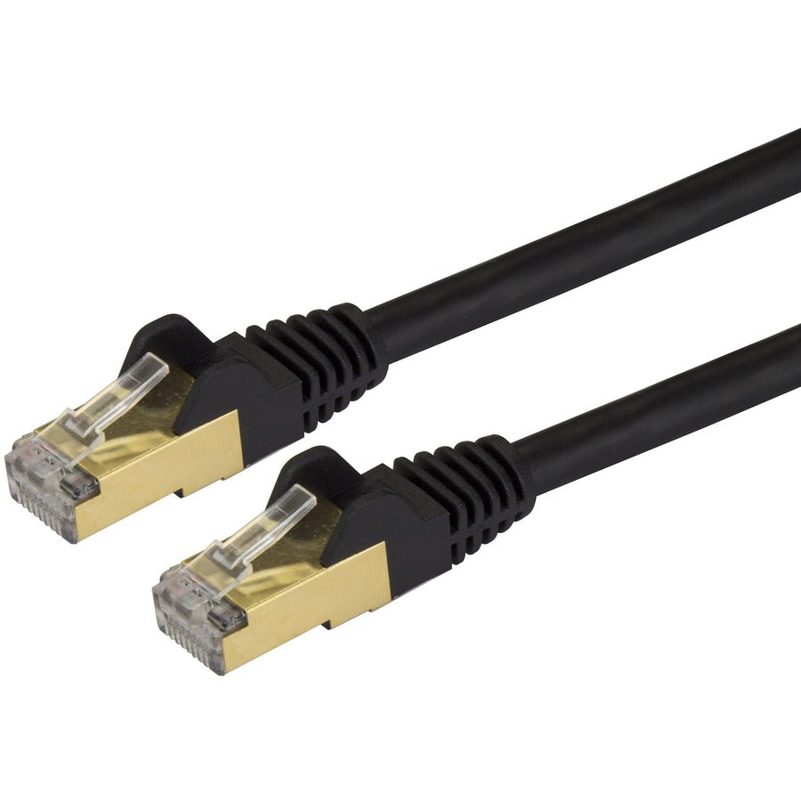 StarTech.com Câble Ethernet CAT6a de 30 pieds - Cordon de brassage PoE 10 Gigabit catégorie 6a blindé sans accroc 100 W - Câblage noir certifié UL 10 Go/TIA C6ASPAT30BK