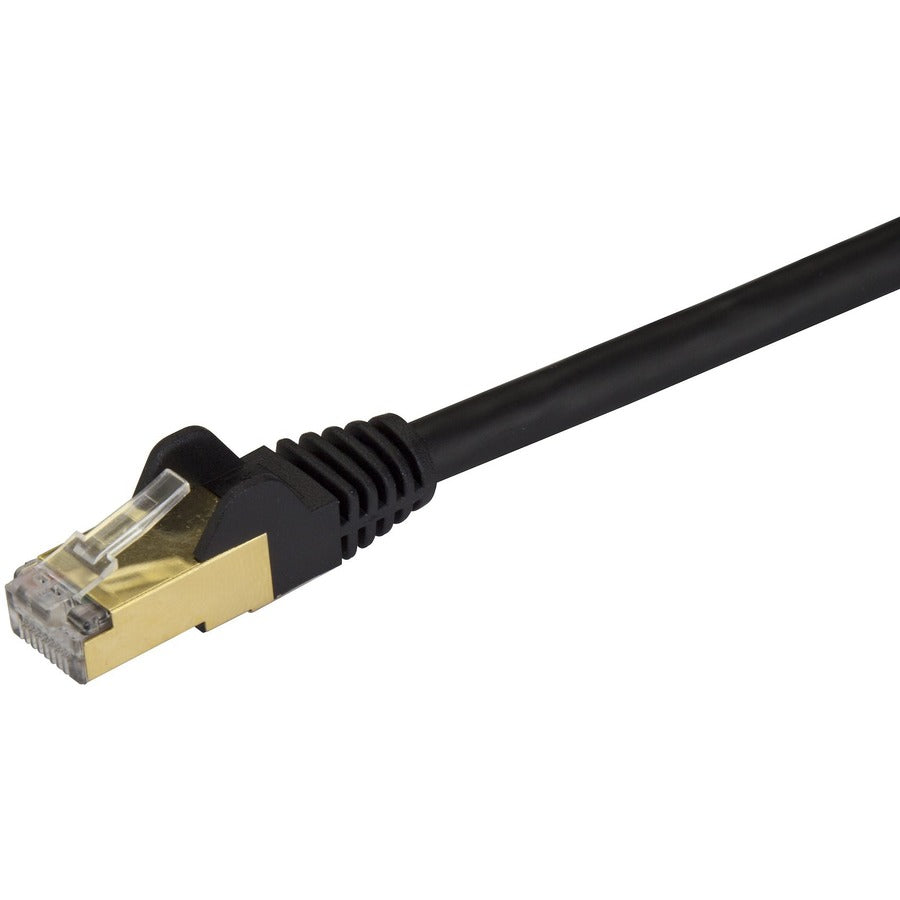 StarTech.com Câble Ethernet CAT6a de 30 pieds - Cordon de brassage PoE 10 Gigabit catégorie 6a blindé sans accroc 100 W - Câblage noir certifié UL 10 Go/TIA C6ASPAT30BK