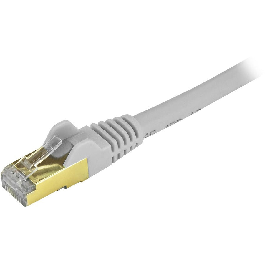 StarTech.com Câble Ethernet CAT6a de 3,7 m – Cordon de brassage PoE 10 Gigabit catégorie 6a blindé sans accroc 100 W – Câblage certifié UL gris 10 GbE/TIA C6ASPAT12GR