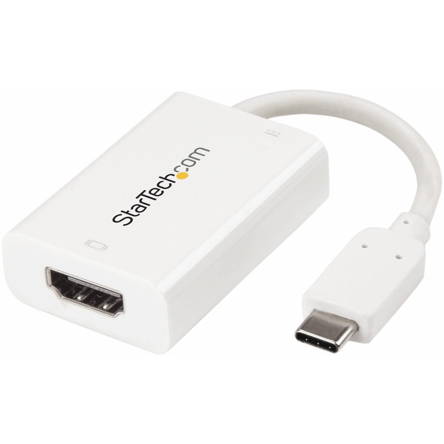 StarTech.com Adaptateur USB C vers HDMI 2.0 4K 60 Hz avec charge pass-through 60 W - Convertisseur vidéo USB Type-C vers HDMI - Blanc CDP2HDUCPW