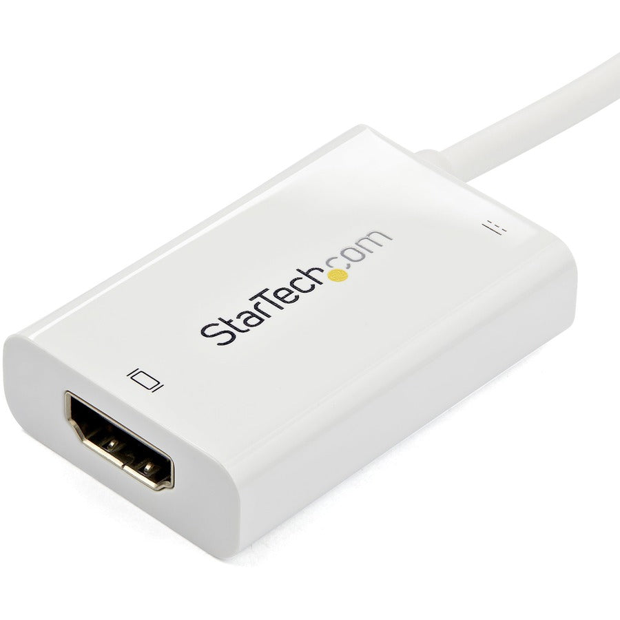 StarTech.com USB C to HDMI 2.0 Adapter 4K 60Hz with 60W Power Delivery Pass-Through Charging - USB Type-C to HDMI Video Converter - White CDP2HDUCPW