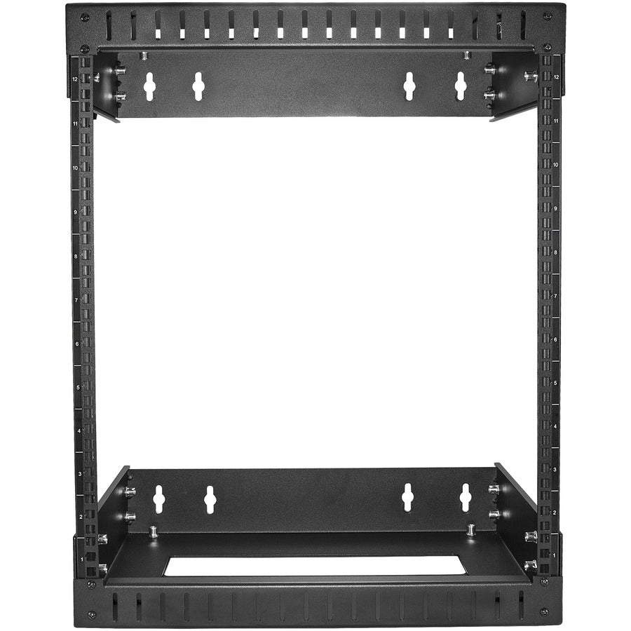 StarTech.com Rack réseau mural 12U 19" - Profondeur réglable 12-20" Cadre ouvert pour salle de serveurs/AV/données/équipement informatique avec écrous cage RK12WALLOA