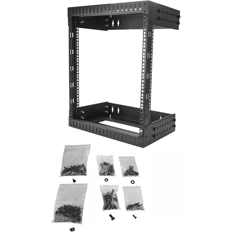 StarTech.com Rack réseau mural 12U 19" - Profondeur réglable 12-20" Cadre ouvert pour salle de serveurs/AV/données/équipement informatique avec écrous cage RK12WALLOA