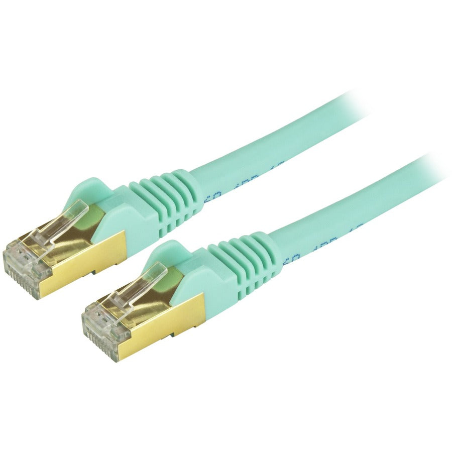 StarTech.com 20ft CAT6a Ethernet Cable - 10 Gigabit Category 6a Shielded Snagless 100W PoE Patch Cord - 10GbE Aqua UL Certified Wiring/TIA C6ASPAT20AQ